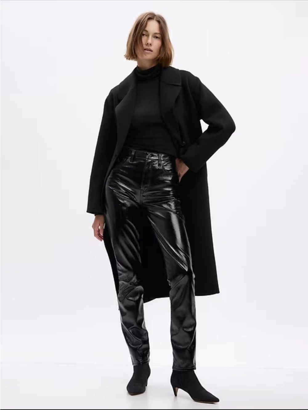 NWOT GAP Vintage Slim High Rise Shiny Black Skinny Pants Sz 27 4r